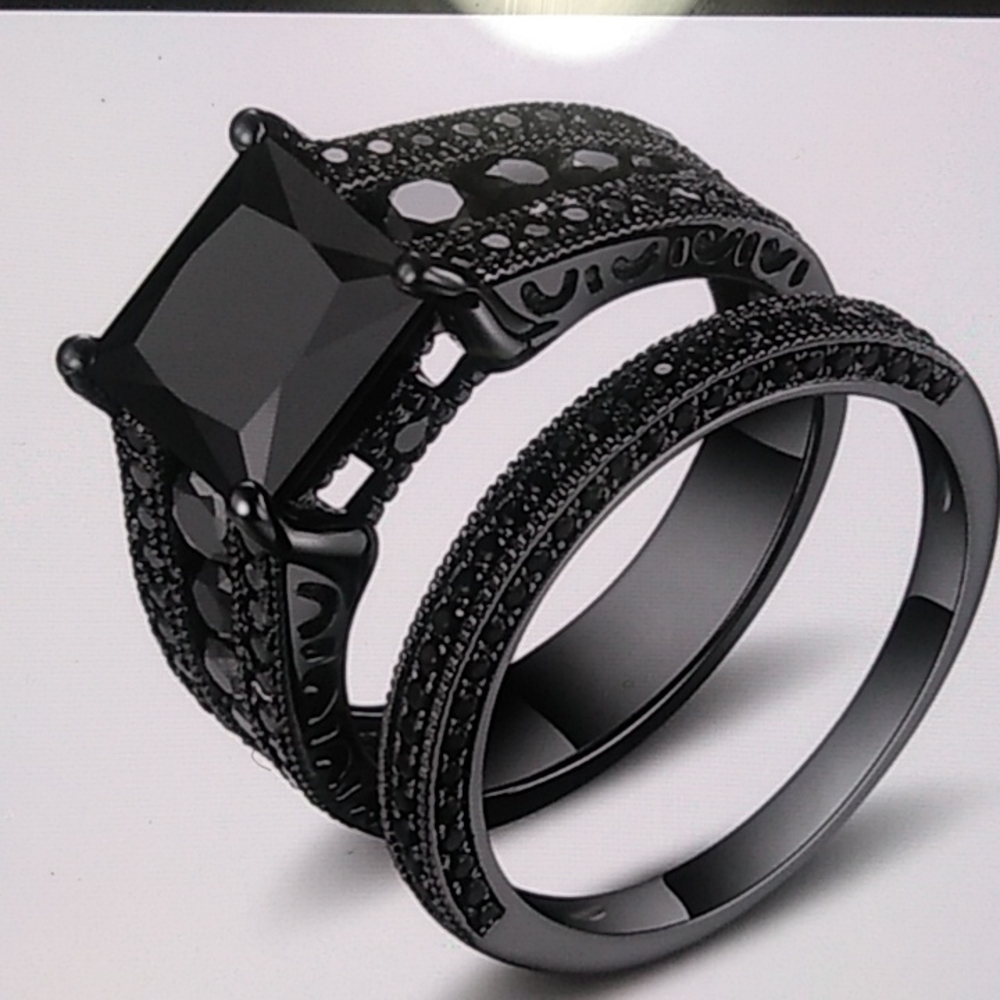 NEW 💎18K BLACK SAPPHIRE STERLING SILVER RING - Picture 3 of 7